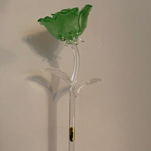 Waterford Green Crystal Rose NWT